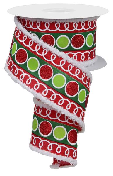 2.5 Inch By 10 Yard Red And Circle Circles With Drift Edges Ribbon