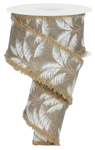 2.5 Inch By 10 Yard Light Brown Pampas Grass With Drift Ribbon