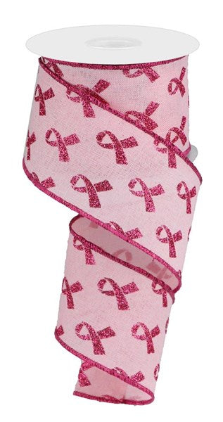 2.5 Inch By 10 Yard Hot Pink And Light Pink Breast Cancer Awareness Ribbon