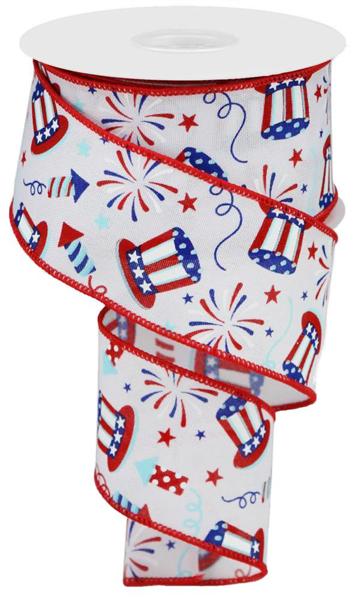 2.5 Inch By 10 Yard Uncle Sam And Firework Ribbon