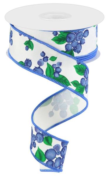 1.5 Inch By 10 Yard Blueberries Ribbon