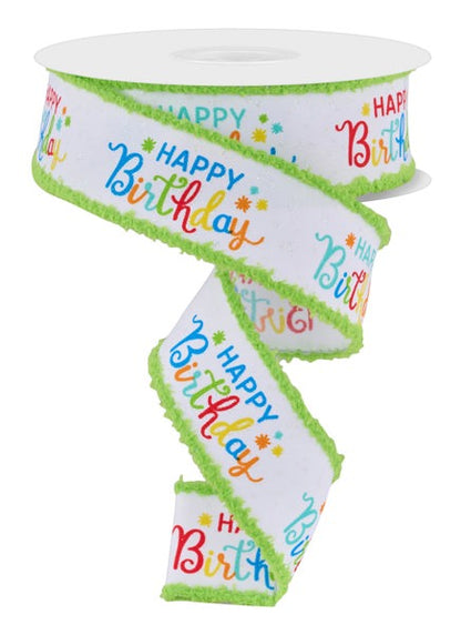 1.5 Inch By 10 Yard Happy Birthday Drift Edge Ribbon