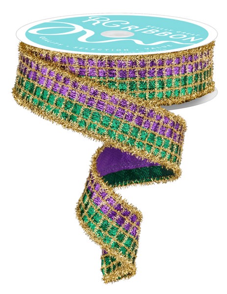 1.5 Inch By 10 Yard Mardi Gras Gold Tinsel Ribbon