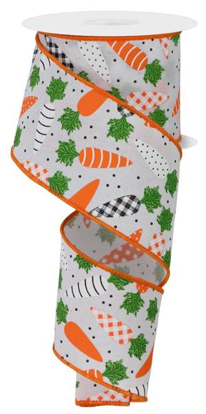 2.5 Inch By 10 Yard Patterned Carrots Ribbon