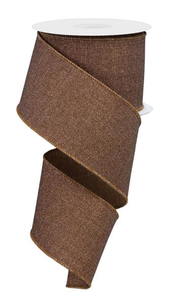 2.5 Inch By 10 Yard Brown Fine Glitter Ribbon