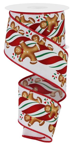 2.5 Inch By 10 Yard Red And Green Candy Kids Gingerbread Ribbon