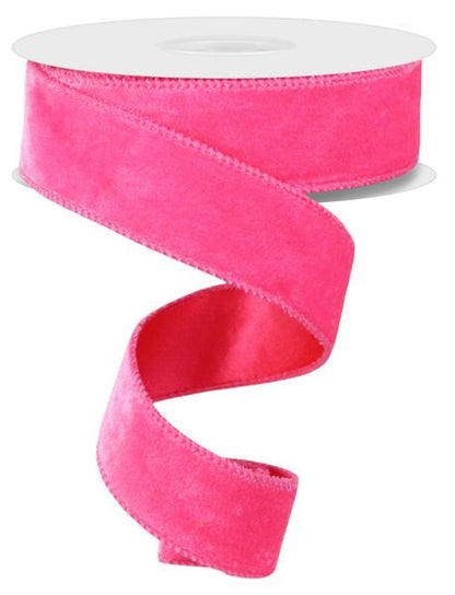 1.5 Inch By 10 Yard Hot Pink Deluxe Velvet With Satin Backing Ribbon