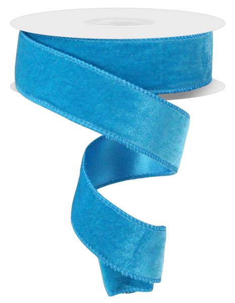 1.5 Inch By 10 Yard Blue Velvet Ribbon With Satin Backing