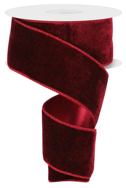 2.5 Inch By 10 Yard Burgundy Velvet Ribbon With Satin Backing