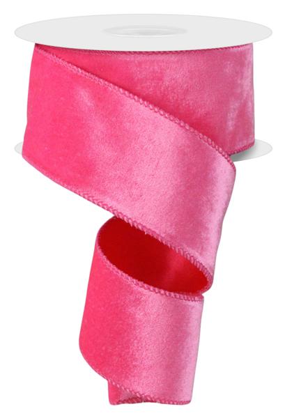 2.5 Inch By 10 Yard Hot Pink Velvet Ribbon With Satin Backing