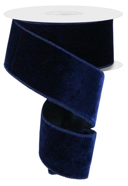 2.5 Inch By 10 Yard Navy Blue Velvet Ribbon With Satin Backing