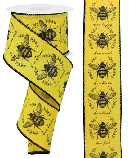 2.5 Inch By 10 Yard Yellow And Black Classic Honey Bee Ribbon