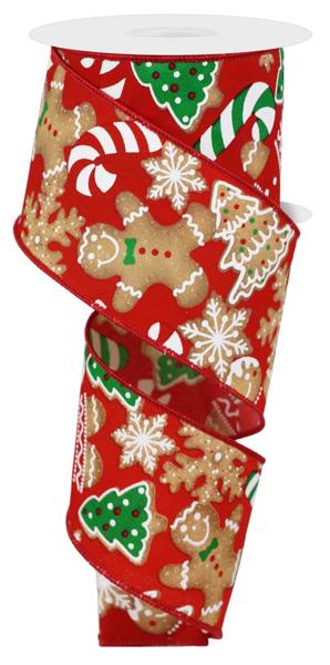 2.5 Inch By 10 Yard Gingerbread Cookie Ribbon