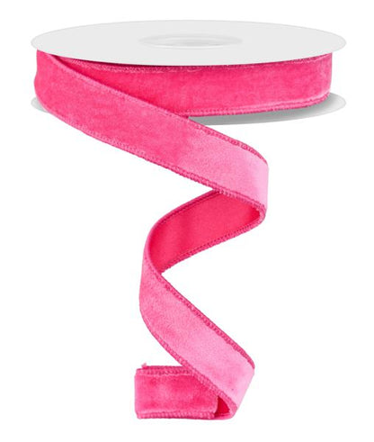 7/8 Inch By 10 Yard Hot Pink Velvet Ribbon With Sating Backing