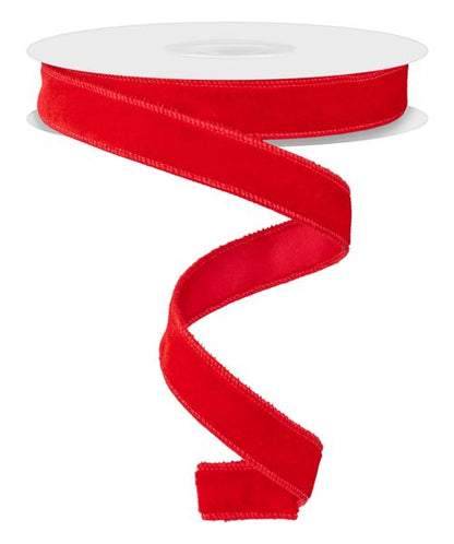 7/8 Inch By 10 Yard Red Velvet With Satin Backing Ribbon