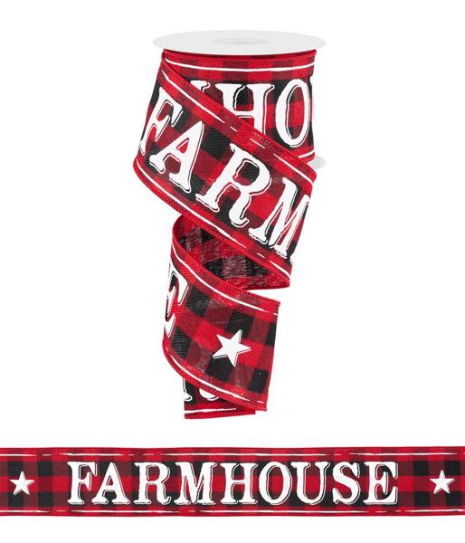 2.5 Inch By 10 Yard Farmhouse Red And Black Plaid Ribbon