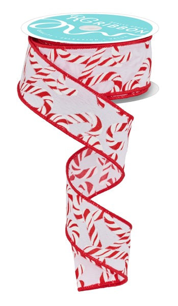 1.5 Inch By 10 Yard Red And White Candy Cane Ribbon