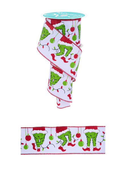 2.5 Inch By 10 Yard Red And Green Furry Elf Legs Ribbon