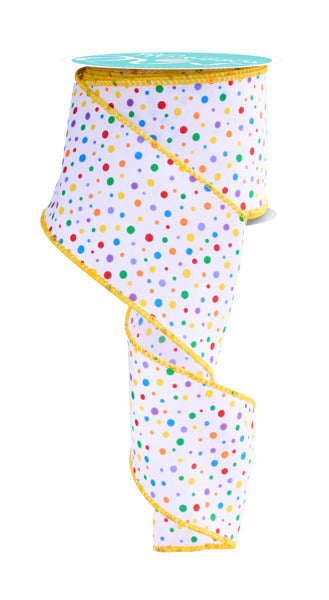 2.5 Inch By 10 Yard Multi Color Mini Polka Dot Ribbon