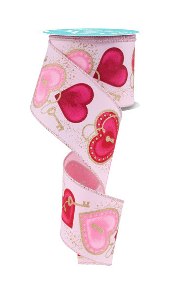 2.5 Inch By 10 Yard Heart Locks Ribbon