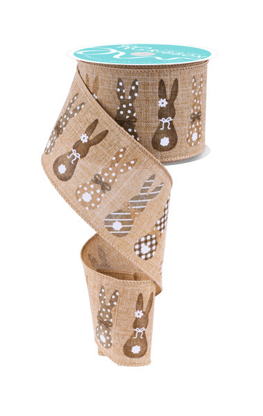 2.5 Inch By 10 Yard Natural Bunny Silhouette Ribbon