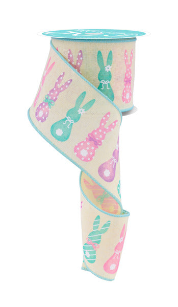 2.5 Inch By 10 Yard Pastel Bunny Silhouettes Ribbon