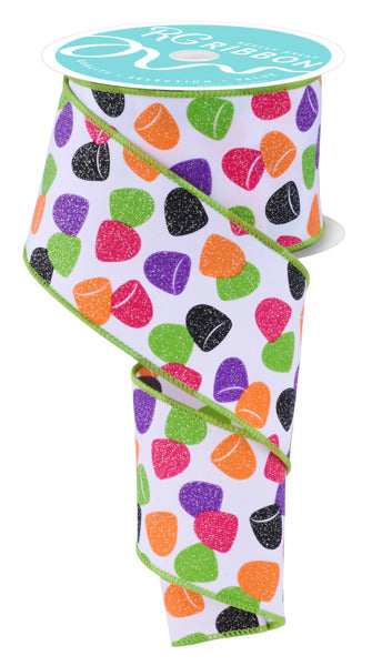 2.5 Inch By 10 Yard Mutlicolor Gumdrops Ribbon
