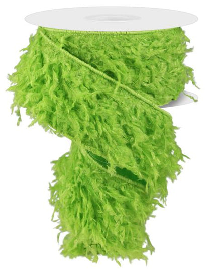 2.5 Inch By 10 Yard Lime Monster Furry Ribbon