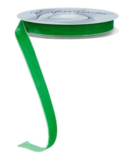 5/8 Inch By 10 Yard Emerald Green Woven Velvet Ribbon