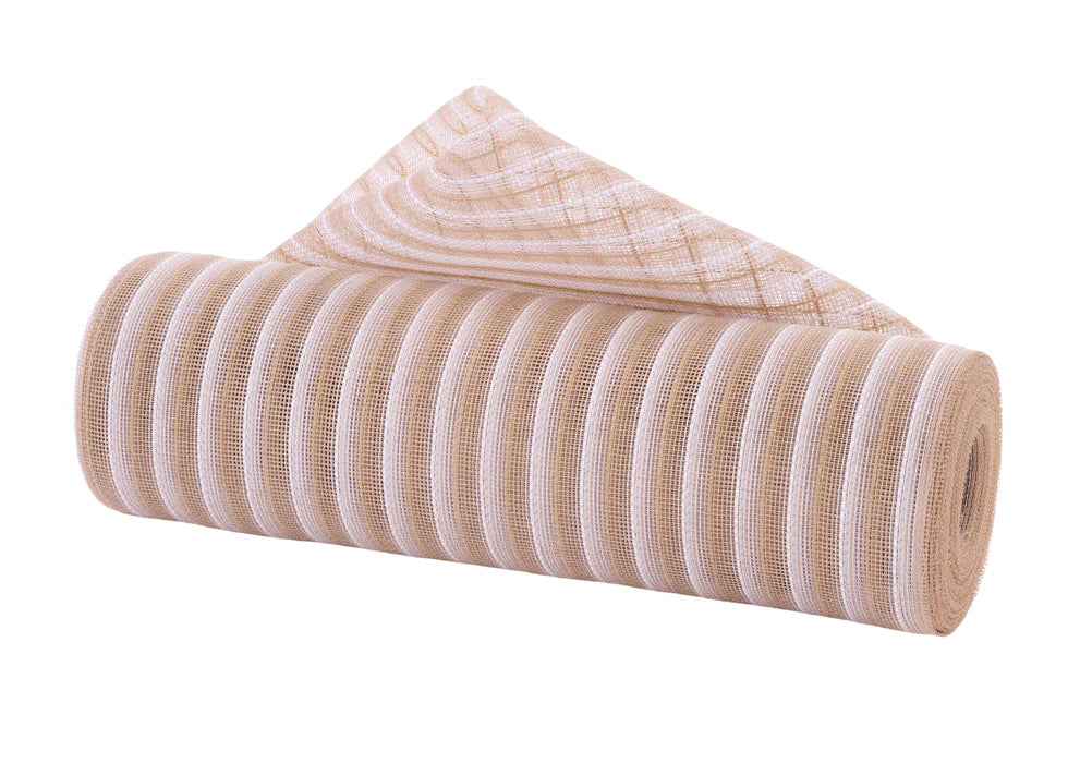 10.25 Inch By 10 Yard Natural And White Fine Weave Jute And Fiber Mesh