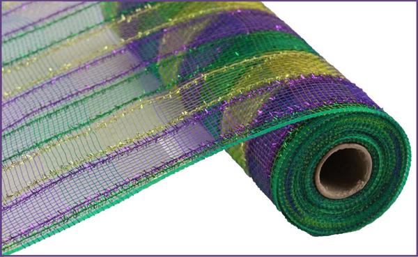 10 Inch By 10 Yard Mardi Gras Tinsel Check Netting