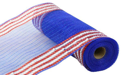 10 Inch By 10 Yard Red White And Blue Foil Matte Extra Large Border Mesh