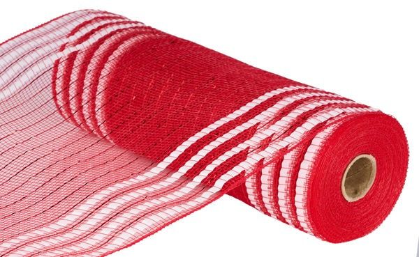 10 Inch By 10 Yard Red And White Metallic Border Netting