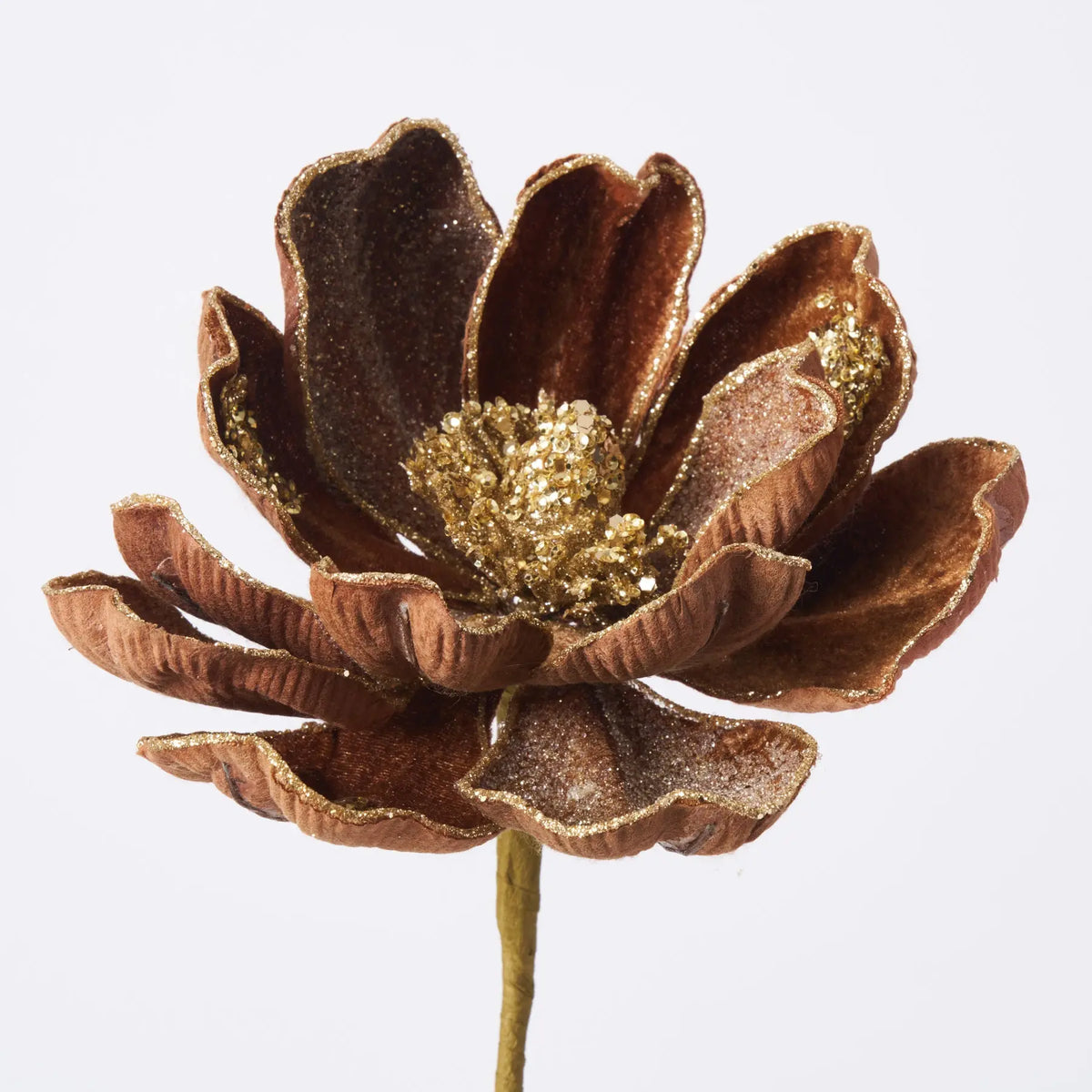 17 Inch Sequined Bronze Magnolia Stem