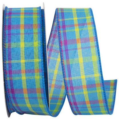1.5 Inch By 10 Yard Blue Breezeway Plaid Ribbon