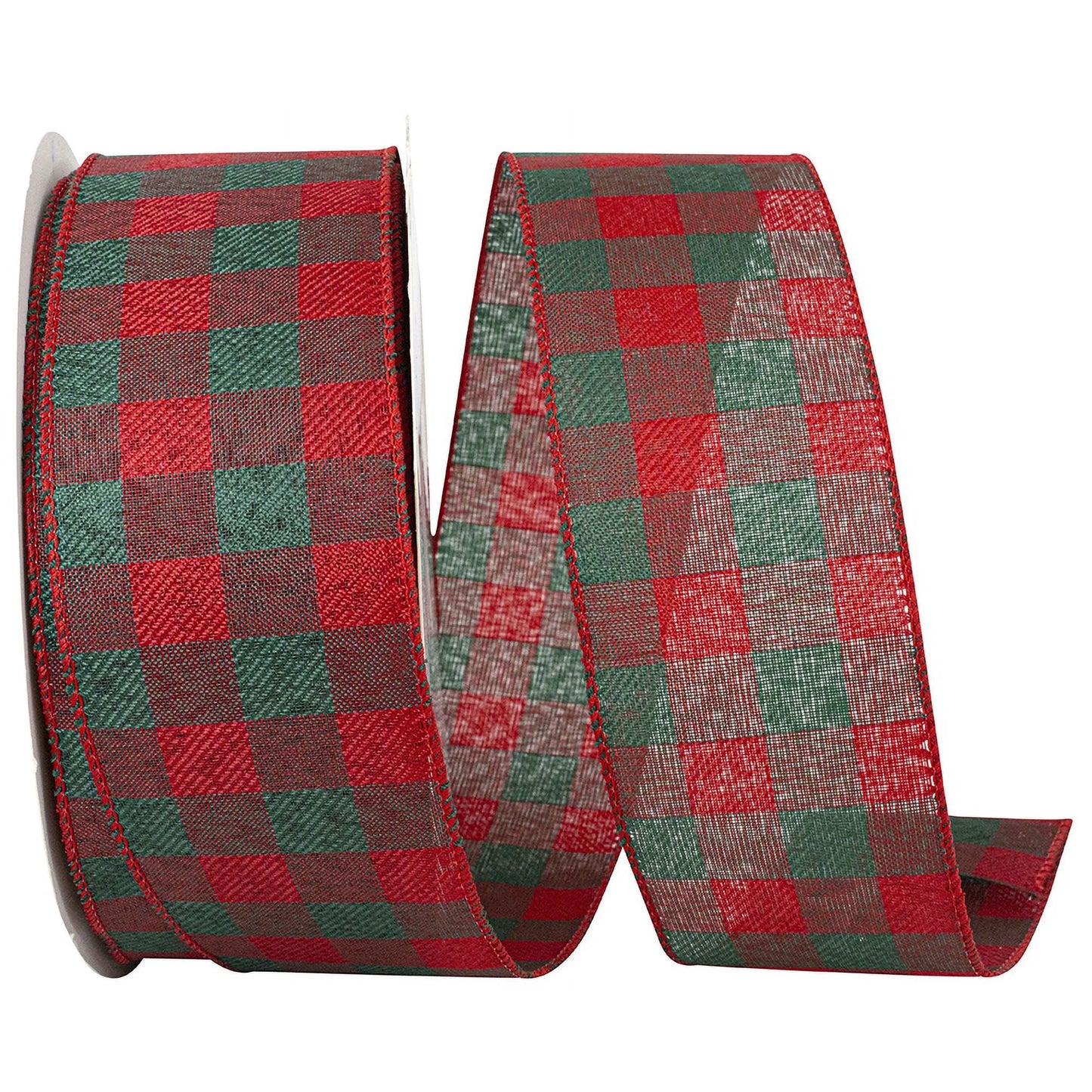 2.5 Inch By 10 Yard Traditional Christmas Check Ribbon