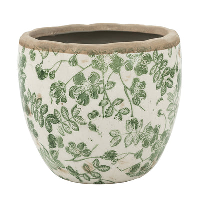 7 Inch Green Floral Ceramic Vase