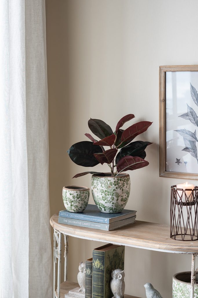 7 Inch Green Floral Ceramic Vase