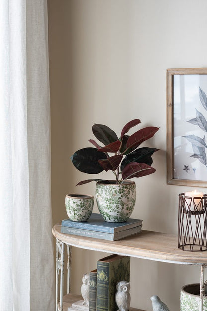 7 Inch Green Floral Ceramic Vase