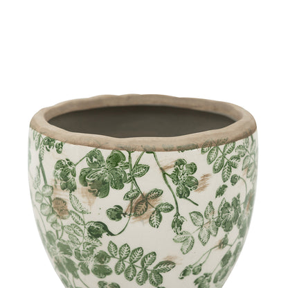 7 Inch Green Floral Ceramic Vase