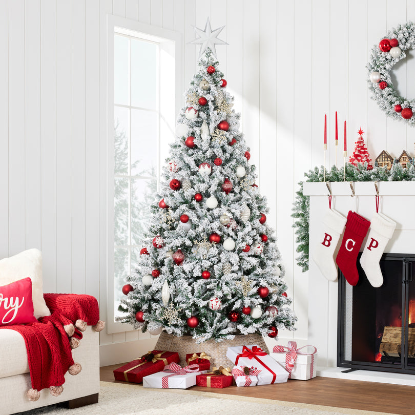 Best Choice Products 9 ft. Snow Flocked Artificial Pine Christmas Tree With Foldable Metal Base Open Box