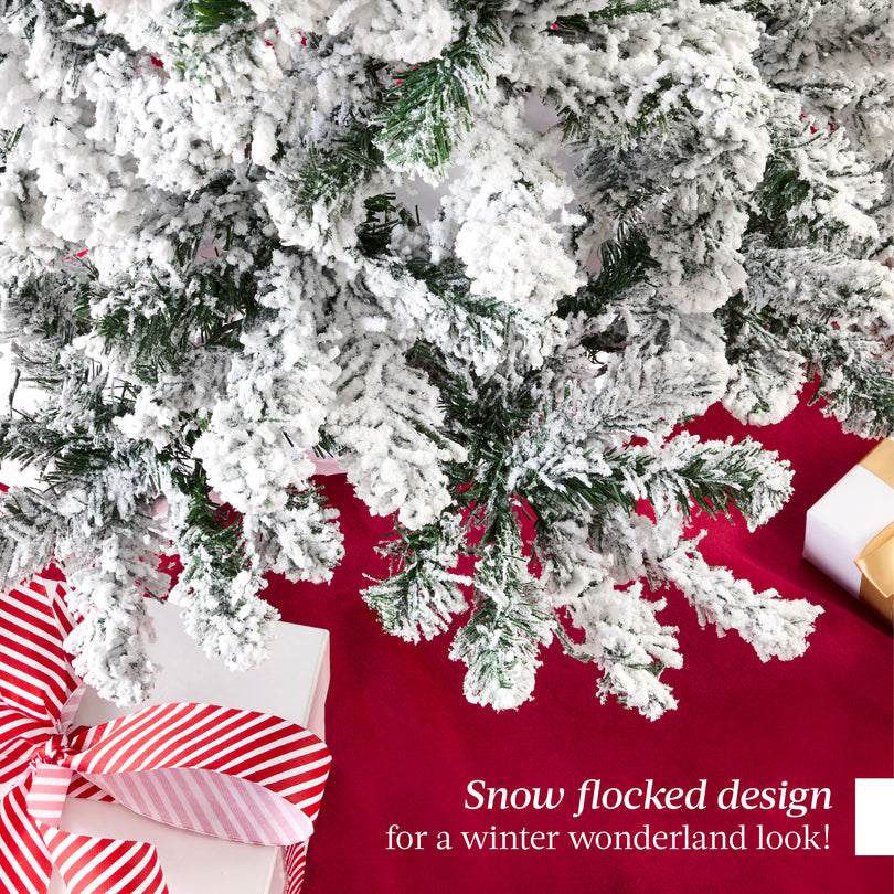 Best Choice Products 9 ft. Snow Flocked Artificial Pine Christmas Tree With Foldable Metal Base Open Box