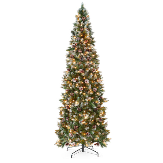Best Choice Products 12ft Pre-lit Frosted Pencil Pine With Warm White Lights Christmas Tree Open Box