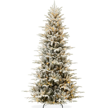 Best Choice Products Pre-Lit Flocked Artificial Aspen Noble Fir Christmas Tree With Metal Stand Open Box