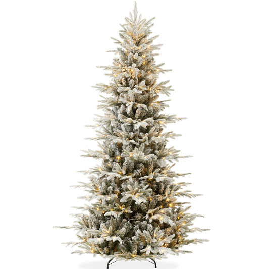 Best Choice Products Pre-Lit Flocked Artificial Aspen Noble Fir Christmas Tree With Metal Stand Open Box