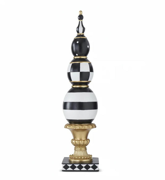 40 Inch Gold Black And White Easter Egg Finial