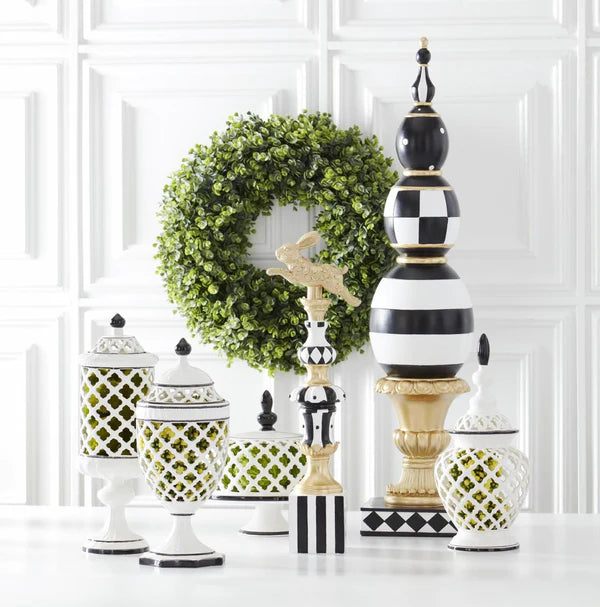 40 Inch Gold Black And White Easter Egg Finial