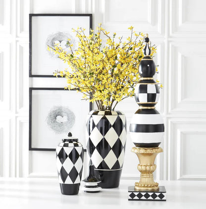 40 Inch Gold Black And White Easter Egg Finial