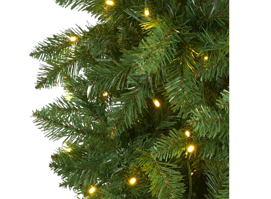 Nearly Natural 8 ft. Pre-Lit Slim Green Mountain Pine Artificial Christmas Tree with 400 Clear LED Lights Open Box