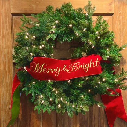 6 Inch By 70 Inch Merry & Bright Green And Red Banner